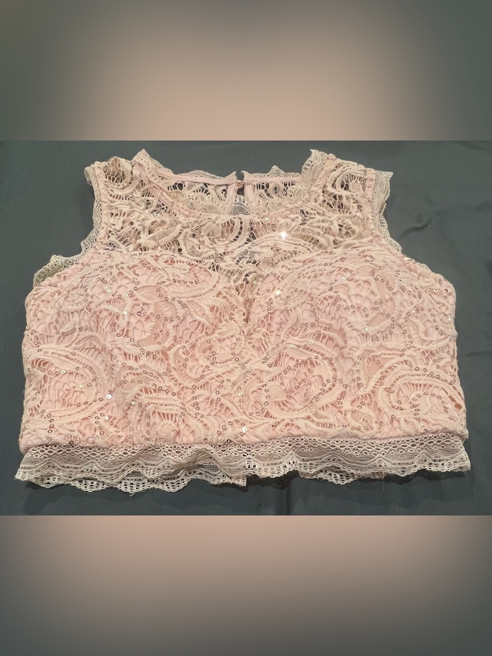 Xtraordinary Lace Sequin Crop Top - Pale Pink